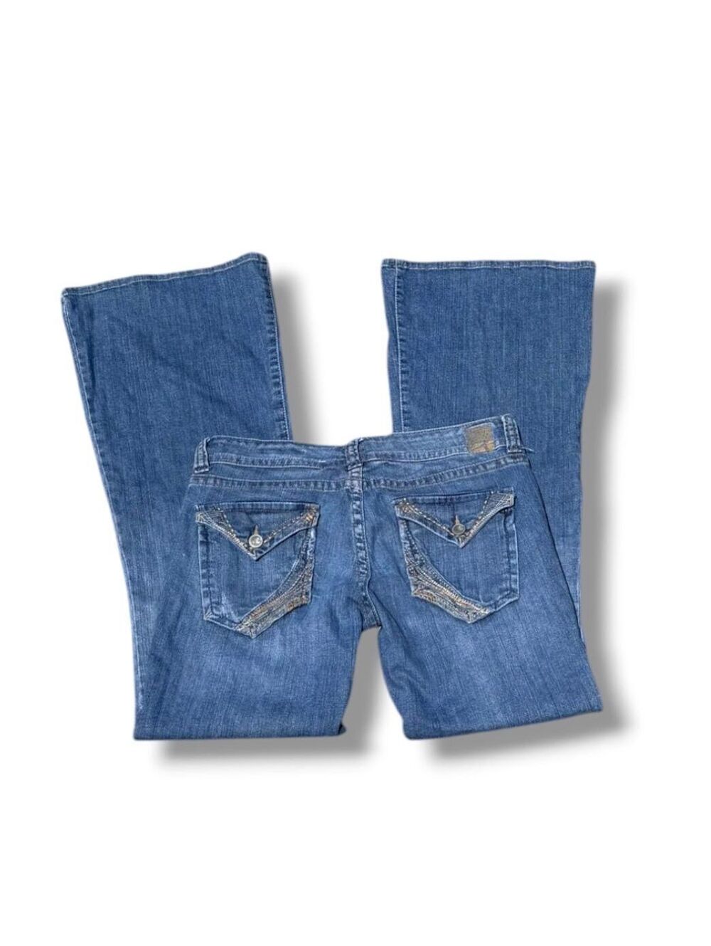 Vtg !iT Jeans Low Rise Flare Denim Flap Pocket Size 29